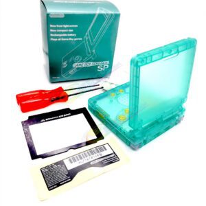 Cheap Nintendo GameBoy Advance SP Extra Shell Housing Case Clear Green + Collection Storage Box Replacement