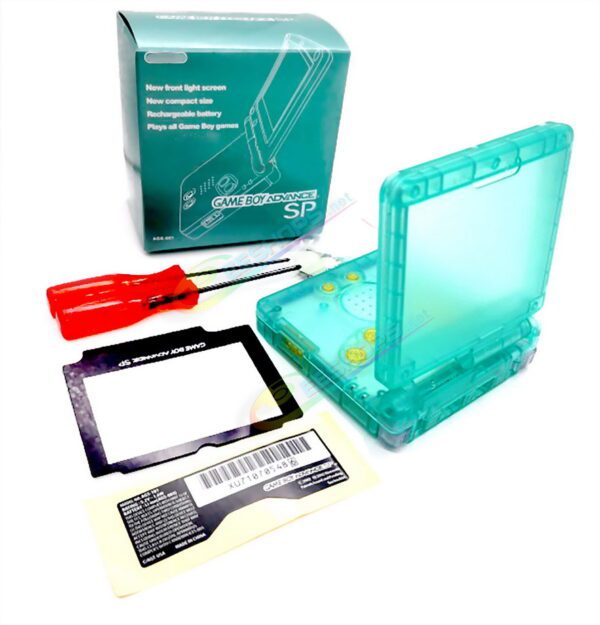 Cheap Nintendo GameBoy Advance SP Extra Shell Housing Case Clear Green + Collection Storage Box Replacement