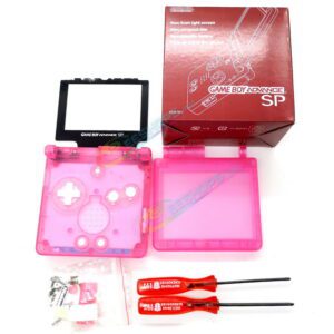 Cheap Nintendo GameBoy Advance SP Clear Pink Housing Shells + Collection Box Full Set Replacement