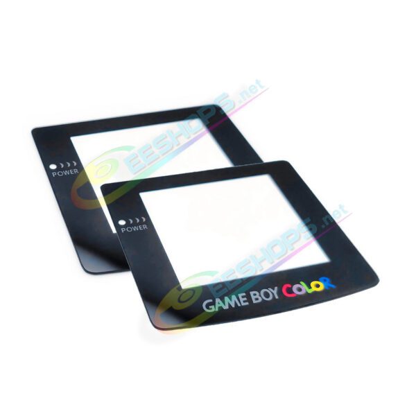 Best Nintendo GameBoy Color Glass Mirror Screen Protector Top Cover Standard Black + Colorful Logo Pack 2 Replacement