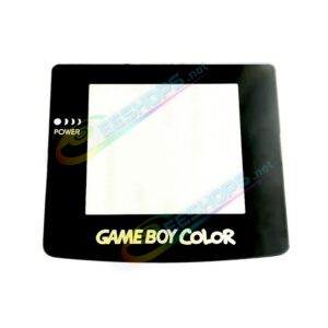 Best Nintendo GameBoy Color Extra Glass Mirror Screen Protector Cover Black + Gold Logo Replacement