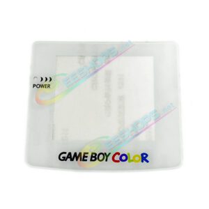 Best Nintendo GameBoy Color Extra Glass Mirror White Screen Protector Cover + Colorful Logo Replacement