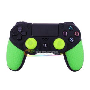 Cheap New Silicone Skin Protector Case Rubber Cover Sleeve Armor for Sony Playstation 4 PS4 Slim Pro DualShock 4 Wireless Controllers Green Dual Color + Free Thumb Grips