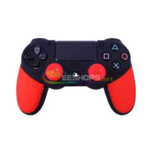 Best New Silicone Armor Skin Protector Case Rubber Cover for Sony Playstation 4 PS4 Slim Pro DualShock 4 Wireless Controller Dual Color Red with Matching Thumb Grips