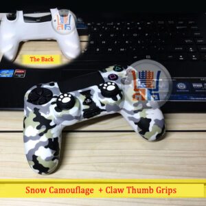 Best New Anti-Slip Silicone Skin Protector Rubber Case for Sony Playstation 4 PS4 Wireless Controllers Snow Camouflage Pattern Free Claw Thumb Grips