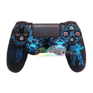 Best New Silicon Skin Protector Case Protective Rubber Cover for Sony Playstation 4 PS4 DualShock 4 Wireless Controllers Transformers Blue + Free One Piece Thumb Grips