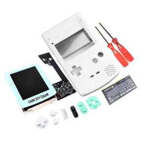 Customized Nintendo GameBoy Color Cyan IPS Screen Kit + Extra White Housing Case Replacement