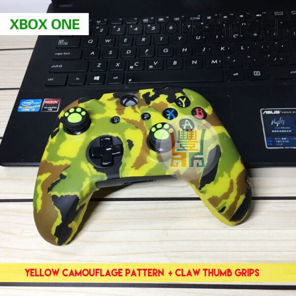 Cheap New Silicone Skin Protector Case Protective Sleeve Cover Armor for Microsoft Xbox One Wireless Controller Yellow Camouflage Pattern With Free Claw Thumb Grips