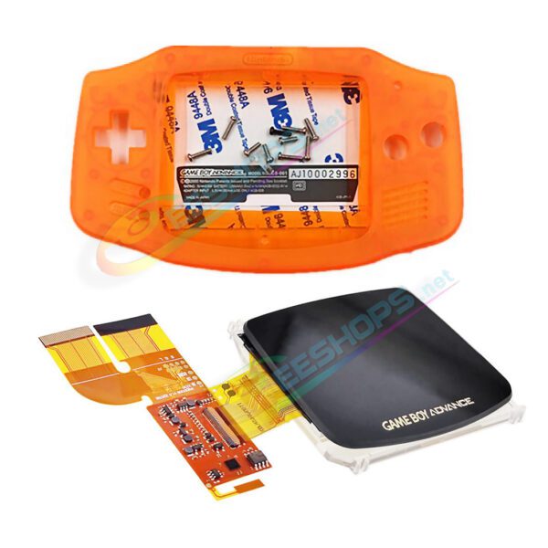 Cheap Nintendo GameBoy Advance IPS Display Mod Kit with Housing Case Clear Shells Orange Color