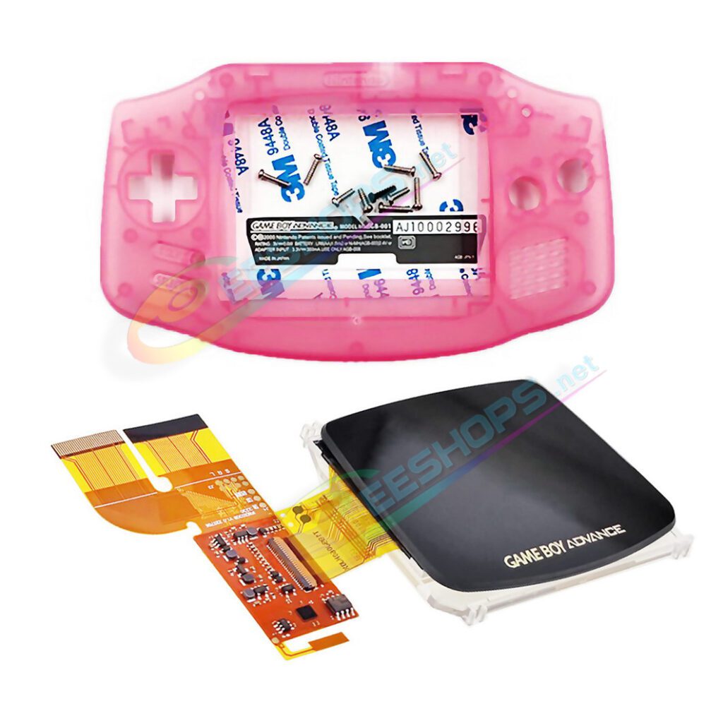 Cheap Nintendo GameBoy Advance IPS Display Mod Kit with Housing Case Clear Shells Pink Color