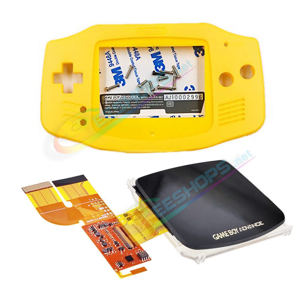 Cheap Nintendo GameBoy Advance IPS Display Screen Mod Kit with Housing Case Shells Yellow Color