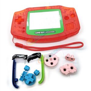 Cheap Nintendo GameBoy Advance Clear Red Housing Shells + Green Screen Cover Replacement