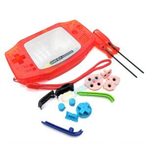 Cheap Nintendo GameBoy Advance Clear Red Housing Shells + Hand Strap Replacement