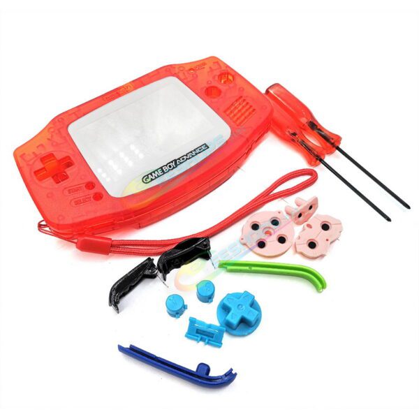 Cheap Nintendo GameBoy Advance Clear Red Housing Shells + Hand Strap Replacement