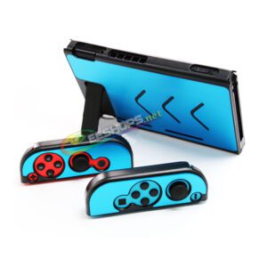 Best New Aluminum Shell Protective Case Sleeve Armor for Nintendo Switch Console & L-R Joy-Con Controllers Split Type Azure W/ Kickstand Replacement Spare Parts