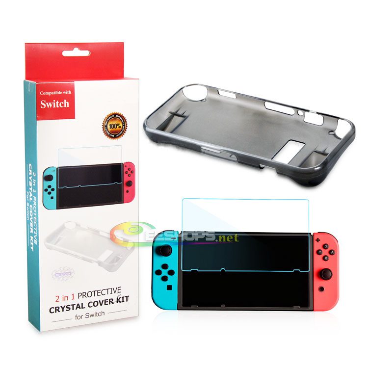 Best New TPU Skin Protector Case Sleeve Cover Armor for Nintendo Switch NS Game Console & Joy-Con Controllers All-in-One Transparent Black Free Screen Film