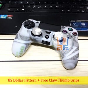 Best New Silicon Skin Protector Case Rubber Protective Sleeve for Sony Playstation 4 PS4 Wireless Controller US Dollar Pattern Free Claw Thumb Grips