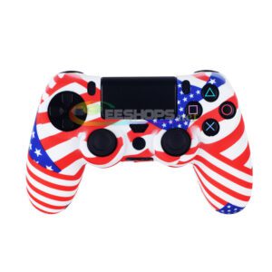 New Silicone Skin Protector Rubber Case Cover Sleeve for Sony Playstation 4 PS4 DualShock 4 Wireless Controller Stars and Stripes American Flag + Claw Thumb Grips