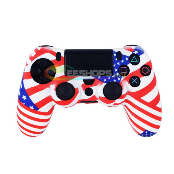 New Silicone Skin Protector Rubber Case Cover Sleeve for Sony Playstation 4 PS4 DualShock 4 Wireless Controller Stars and Stripes American Flag + Claw Thumb Grips