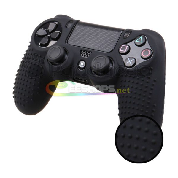 Best Non-slip Silicone Skin Protector Case for Sony Playstation 4 PS4 PS4 Slim PS4 Pro DualShock 4 Wireless Controllers Rubber Protective Sleeve Cover Black Free Thumb Grips