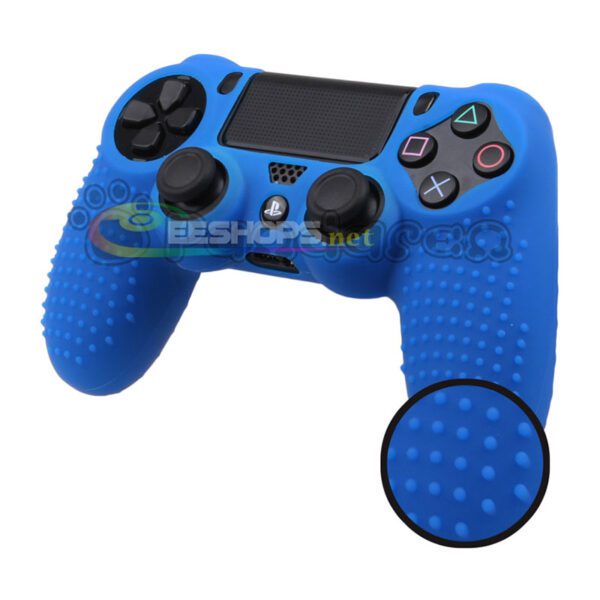 Best Non-slip Silicone Skin Protector Case for Sony Playstation 4 PS4 PS4 Slim PS4 Pro DualShock 4 Wireless Controllers Rubber Protective Sleeve Cover Blue Free Thumb Grips