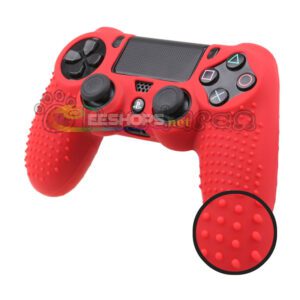 Best Non-slip Silicone Skin Protector Case for Sony Playstation 4 PS4 PS4 Slim PS4 Pro DualShock 4 Wireless Controllers Rubber Protective Sleeve Cover Red Free Thumb Grips