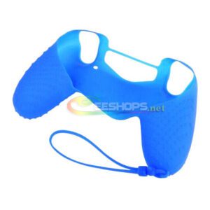 New Cheap Half-Covered Silicone Skin Protector Case Rubber Protective Sleeve Armor for Sony Playstation 4 PS4 PS4 Slim PS4 Pro Wireless Controllers Blue Color With Strap + + Thumb Grips