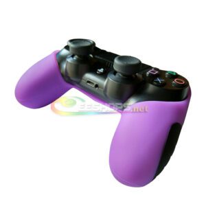 New Silicone Skin Protector Case for Sony Playstation 4 PS4 PS4 Slim PS4 Pro DualShock 4 Wireless Controller Half-Covered Rubber Sleeve Armor Purple Color + Thumb Grips