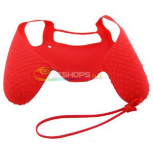 Brand New Half-Covered Silicon Skin Protector Case Protective Sleeve Rubber Armor for Sony Playstation 4 PS4 Slim Pro Wireless Controller Red Color With Strap + Thumb Grips