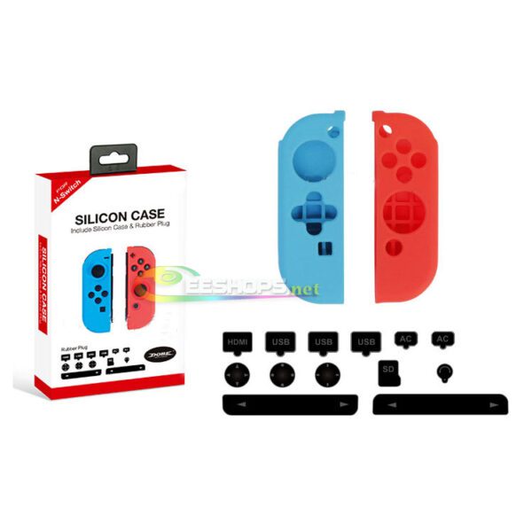 New for Nintendo Switch NS Game Console Dust Rubber Plugs + Joy-Con Controllers Silicone Case Skin Protective Sleeve Cover Set Replacement Parts